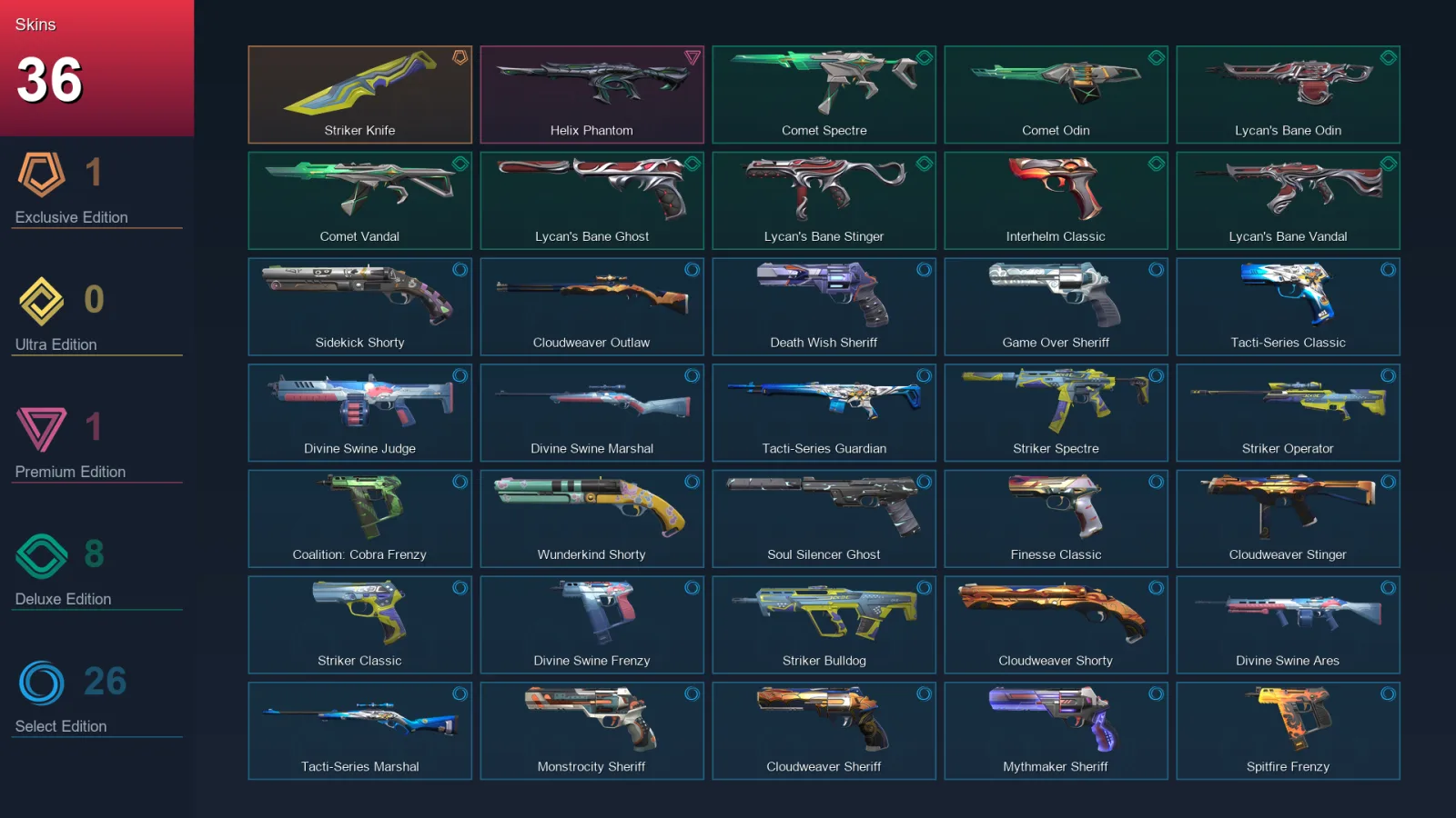 LA | Lv191 | Unranked | 36 Skin | 28 Agent | 90 Buddy — Valorant account