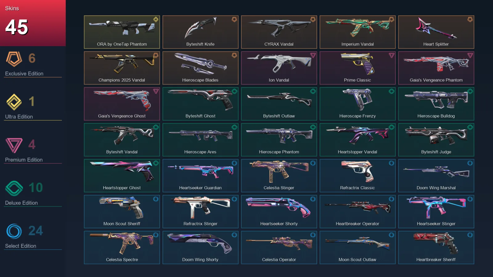 AP | Lv71 | Unranked | 45 Skin | 22 Agent | 46 Buddy — Byteshift Judge
