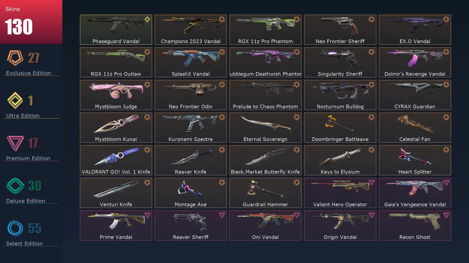 [Valorant] | EU | Level 357 | Platinum 2 | 29 Agents | 130 Skins — Valorant account
