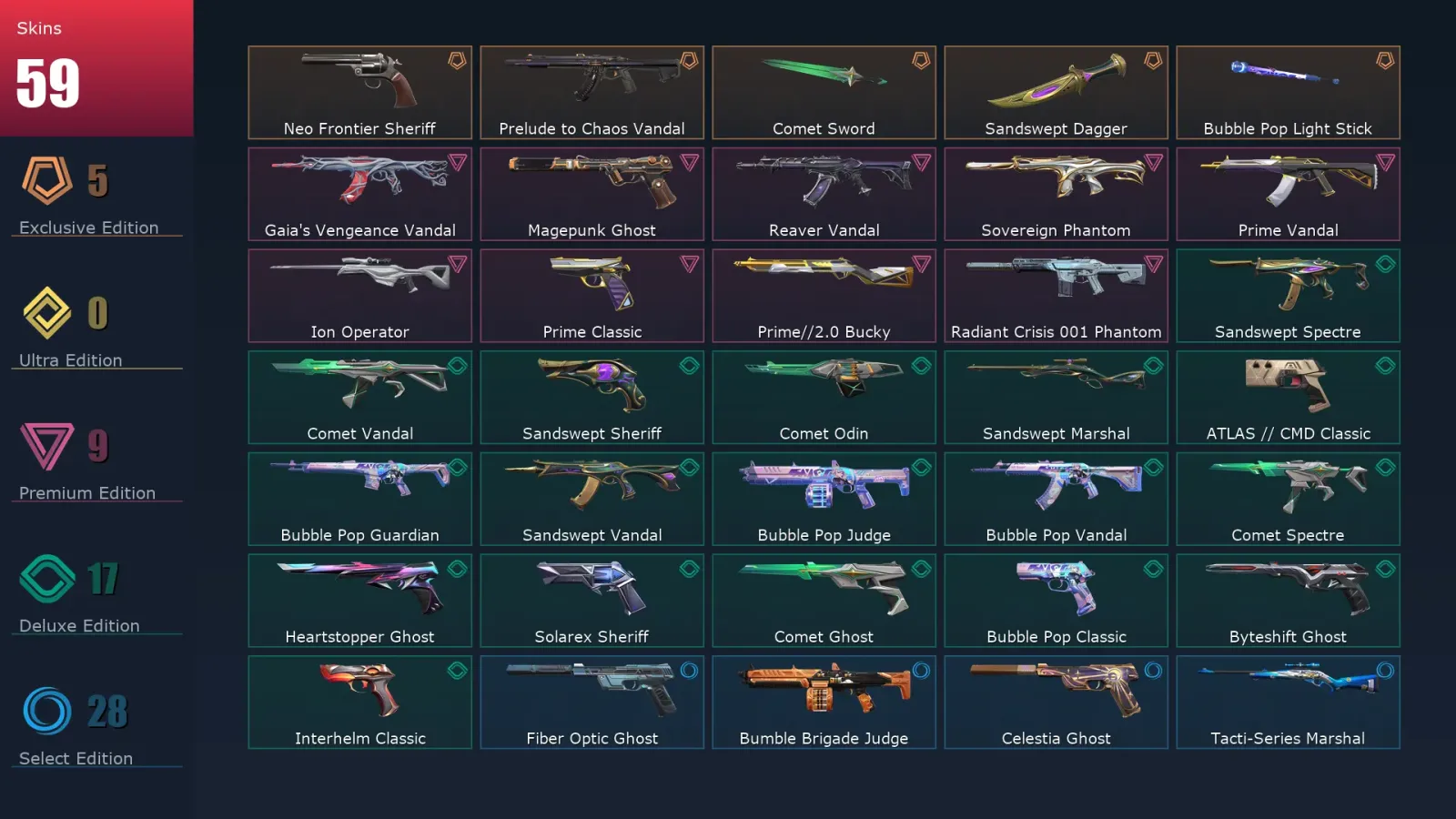 [Valorant] | EU | Level 270 | Platinum 3 | 29 Agents | 59 Skins — Valorant account