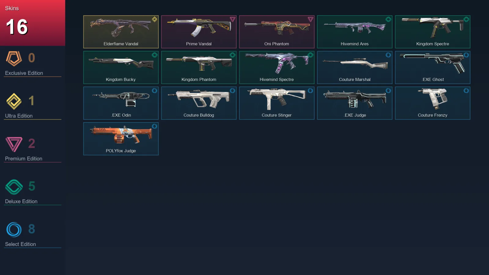 EU | Lv25 | Unranked | 16 Skin | 10 Agent | 23 Buddy