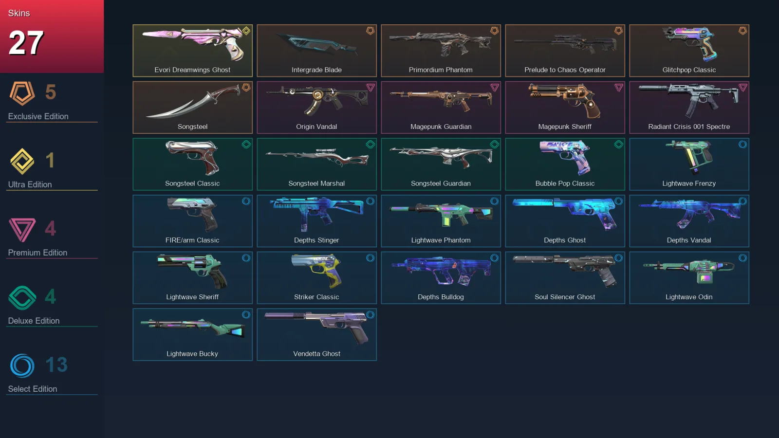 EU | Intergrade Blade | Primordium Phantom | Prelude to Chaos Operator | Glitchpop Classic | 27 Skin | 27 Agent | 53 Buddy | Lv86