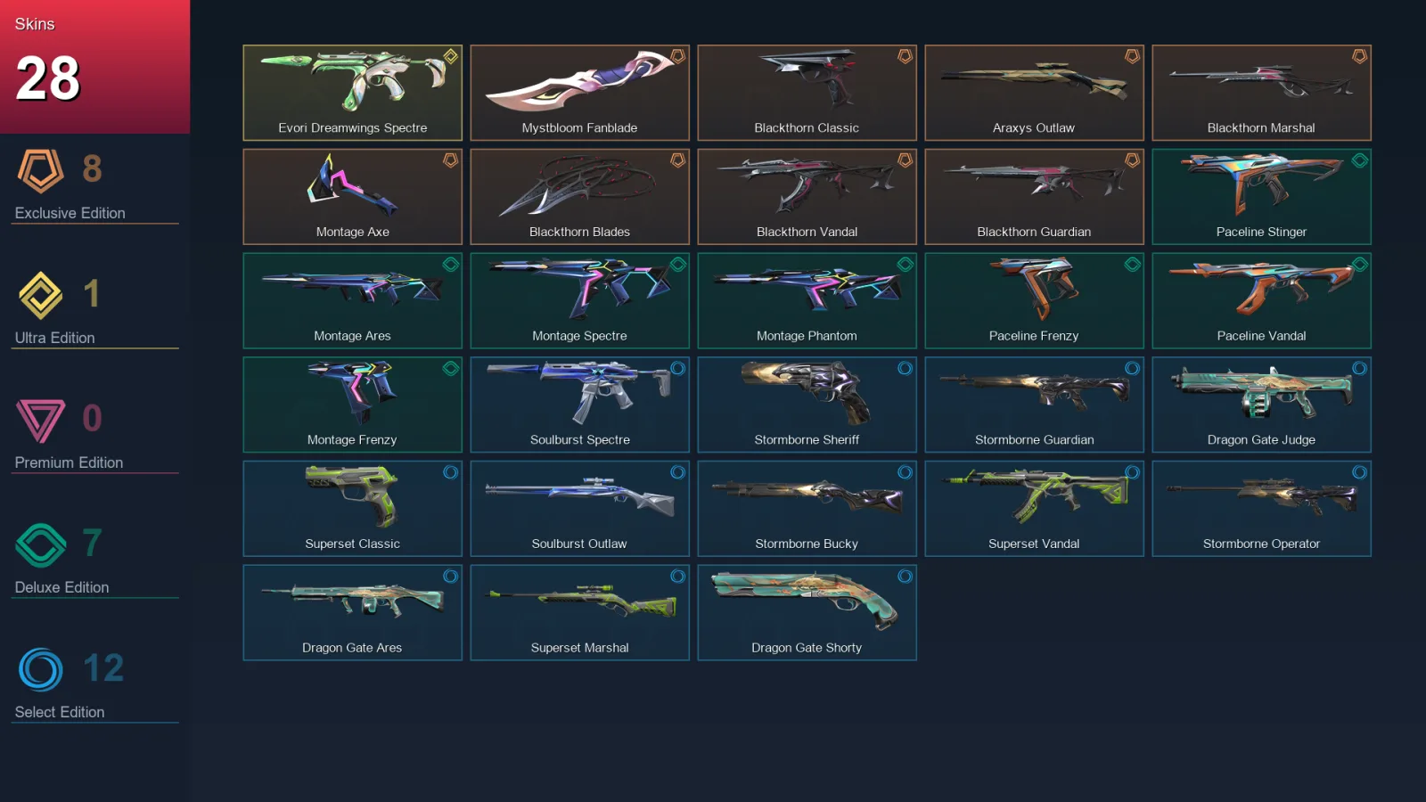 AP | Lv38 | Unranked | 28 Skin | 18 Agent | 30 Buddy