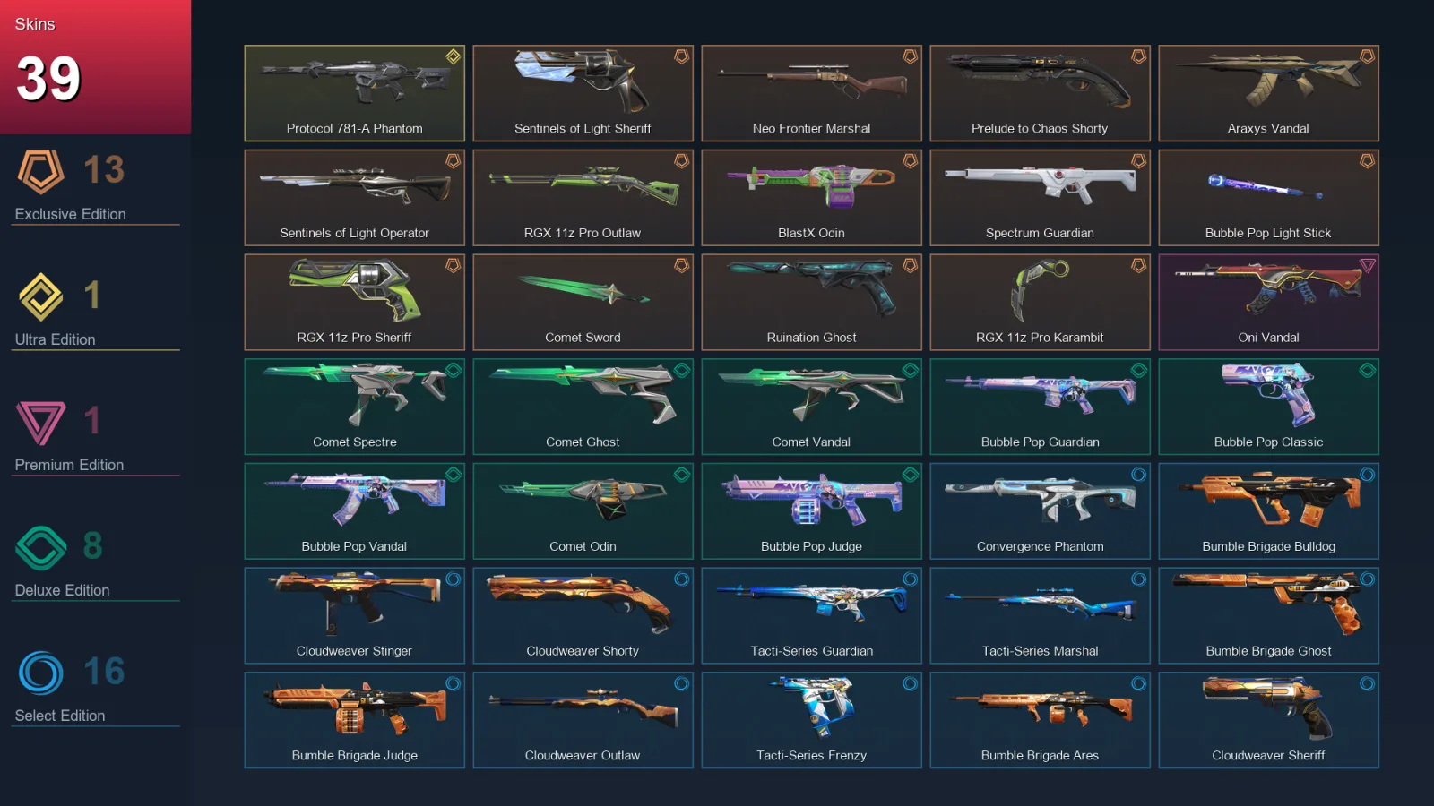 EU | Lv86 | Unranked | 39 Skin | 26 Agent | 48 Buddy