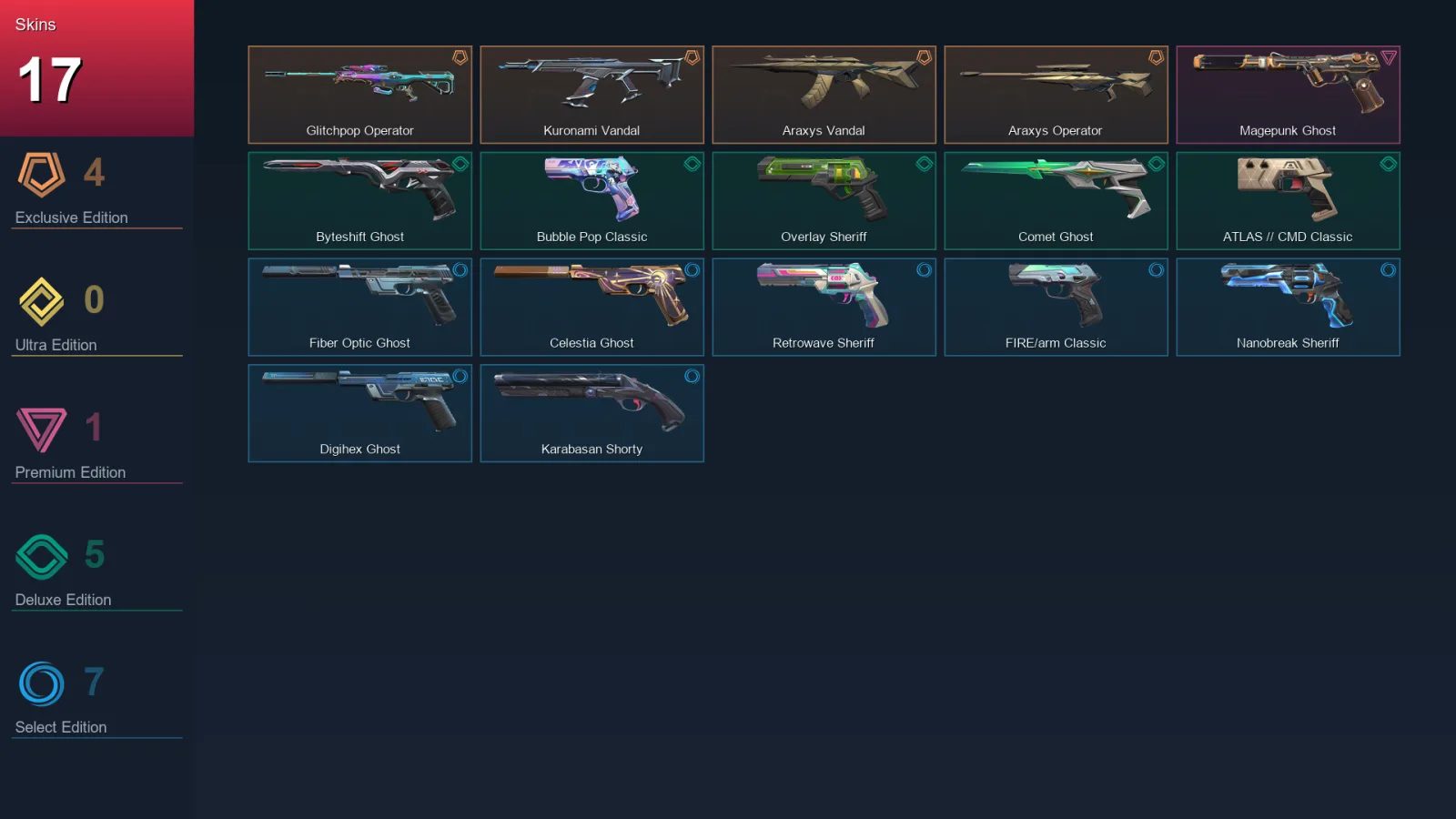 AP | Lv219 | Unranked | 17 Skin | 28 Agent | 73 Buddy — Valorant account