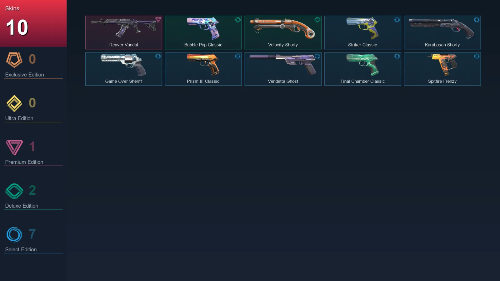 AP | Reaver Vandal | Bubble Pop Classic | Velocity Shorty | Striker Classic | 10 Skin | 23 Agent | 76 Buddy | Lv153