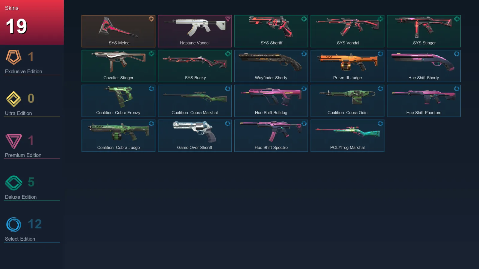 NA | Lv40 | Unranked | 19 Skin | 8 Agent | 35 Buddy