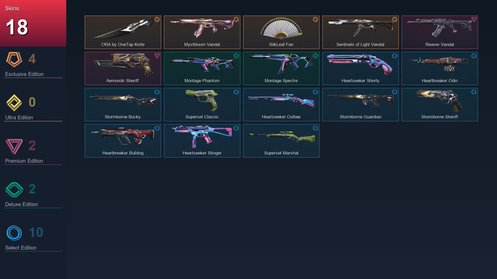 EU | Lv25 | Unranked | 18 Skin | 9 Agent | 12 Buddy