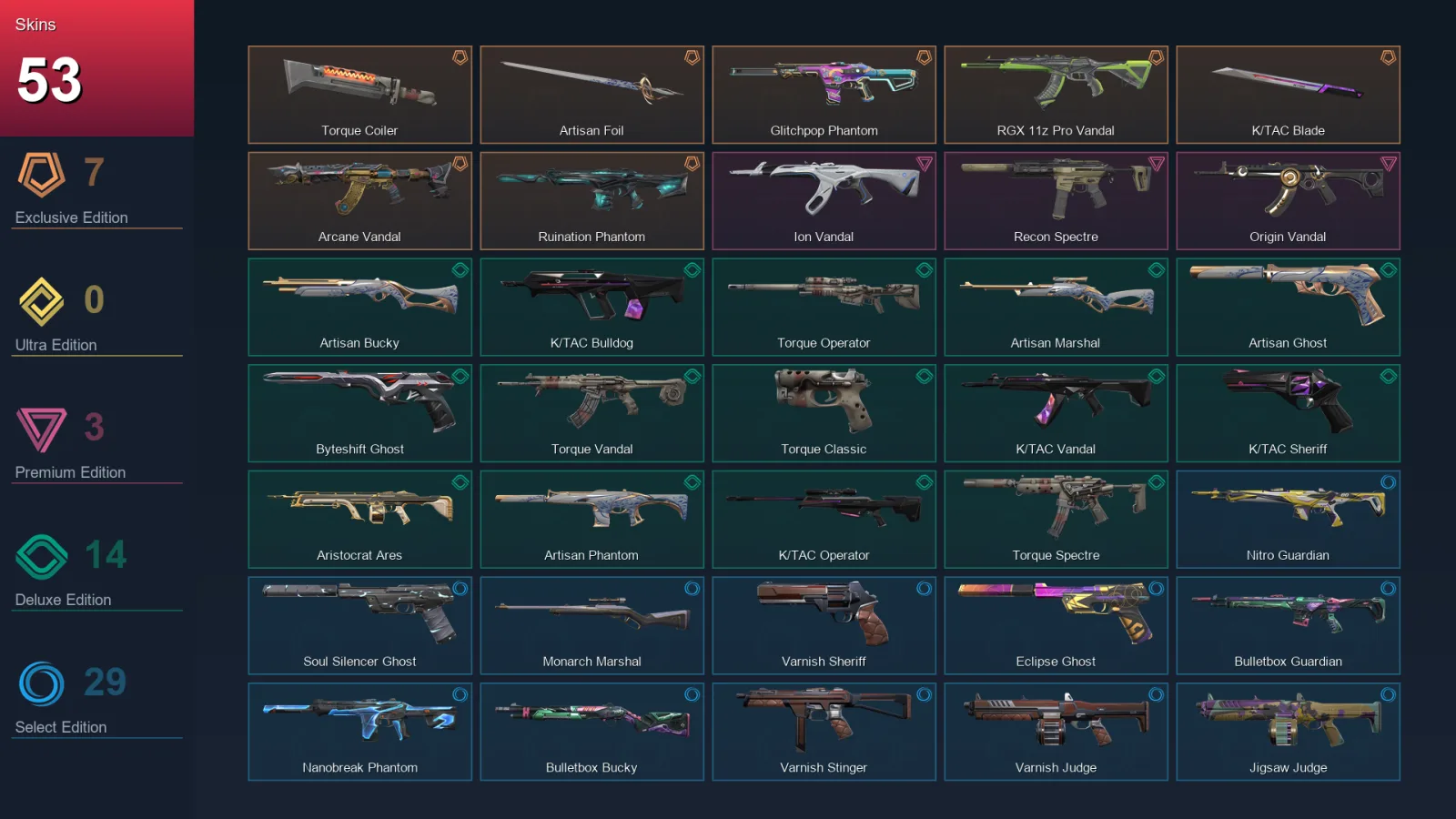 AP | Lv133 | Unranked | 53 Skin | 27 Agent | 74 Buddy — Valorant account