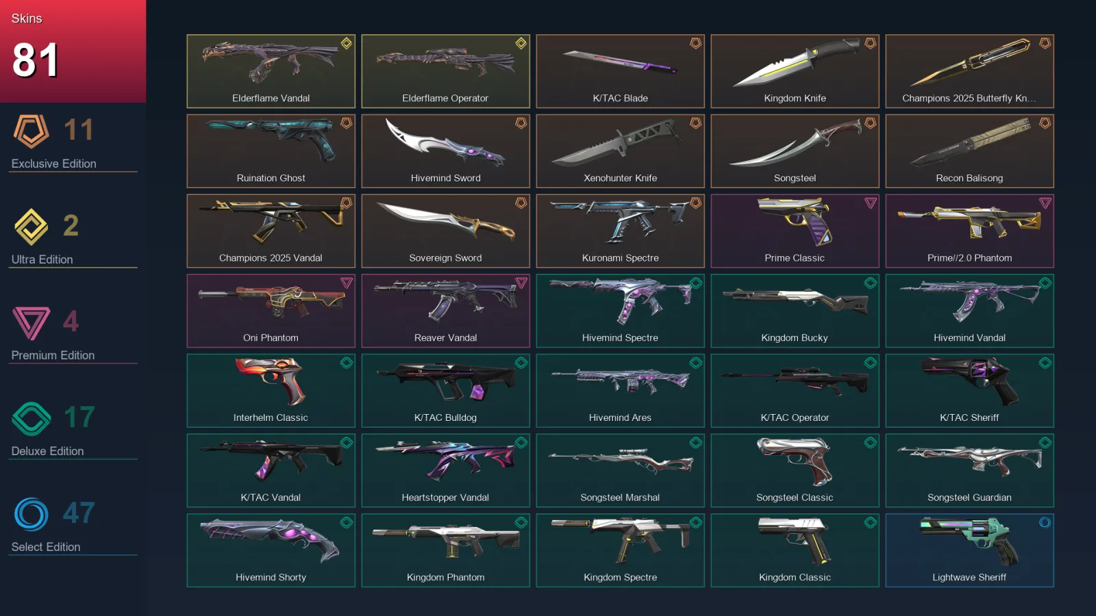 EU | Lv210 | Unranked | 81 Skin | 28 Agent | 96 Buddy