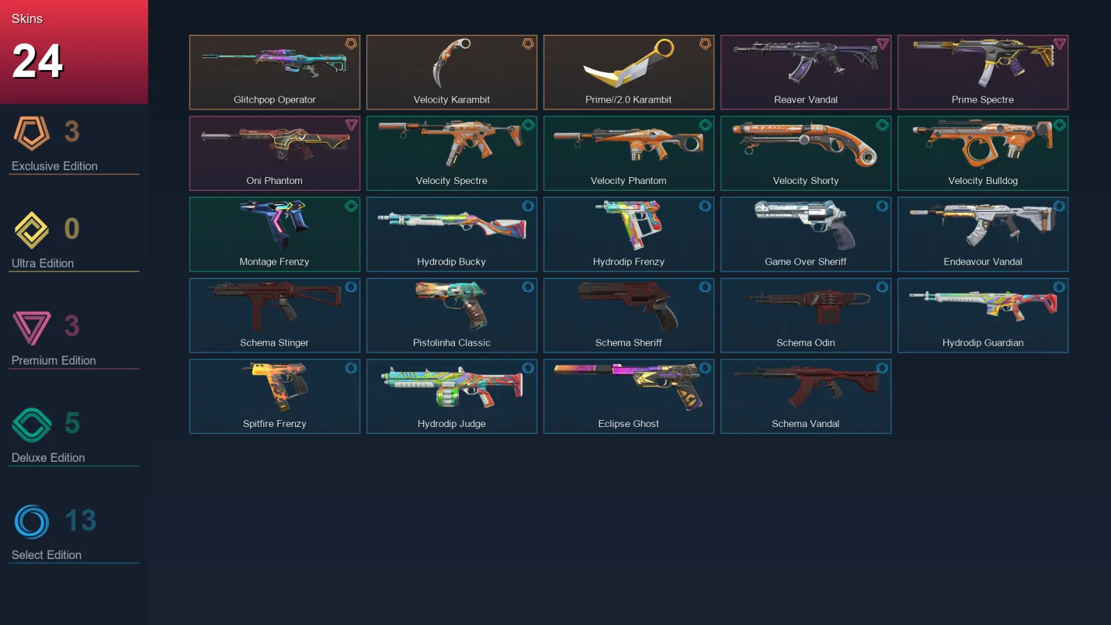 EU | Lv154 | Unranked | 24 Skin | 29 Agent | 91 Buddy