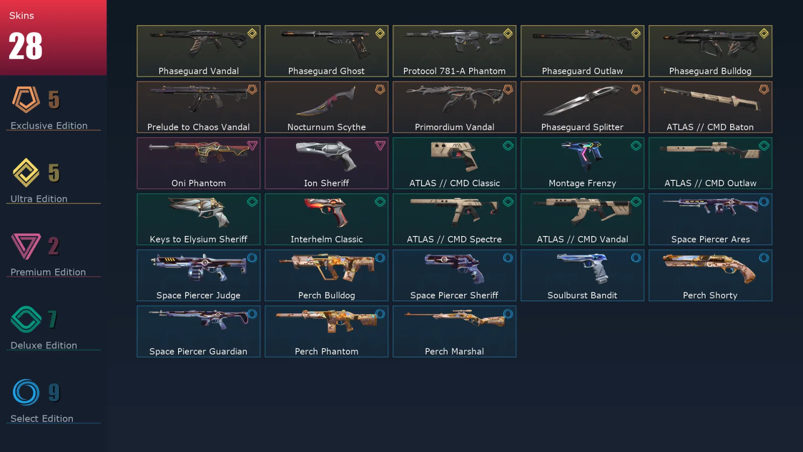 [Valorant] | EU | Level 96 | Ascendant 1 | 29 Agents | 28 Skins