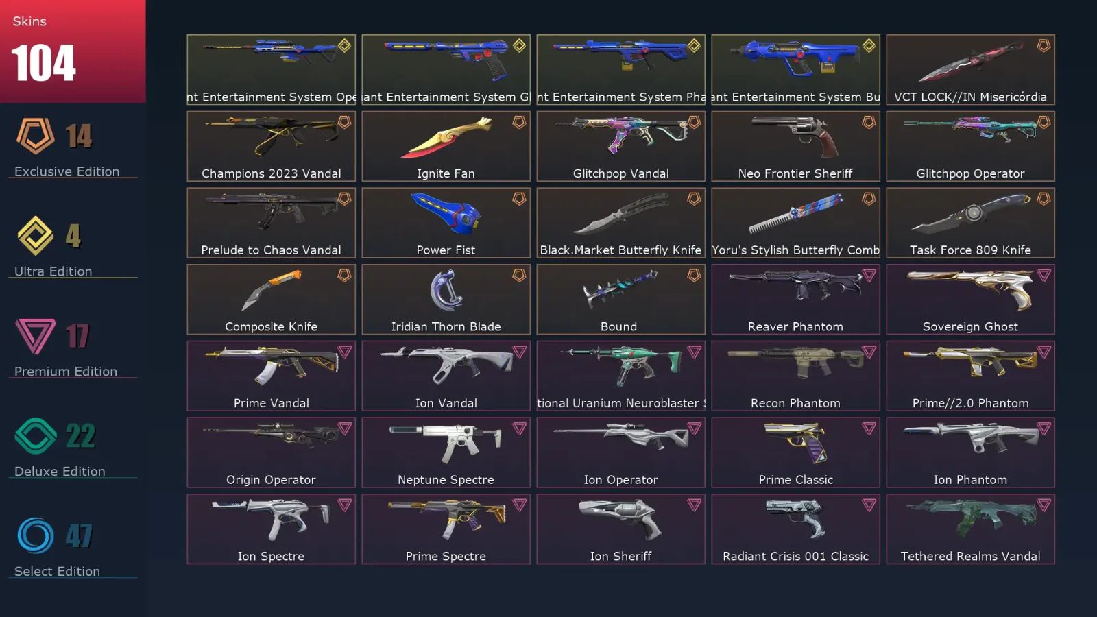 [Valorant] | EU | Level 217 | 28 Agents | 104 Skins — Valorant account