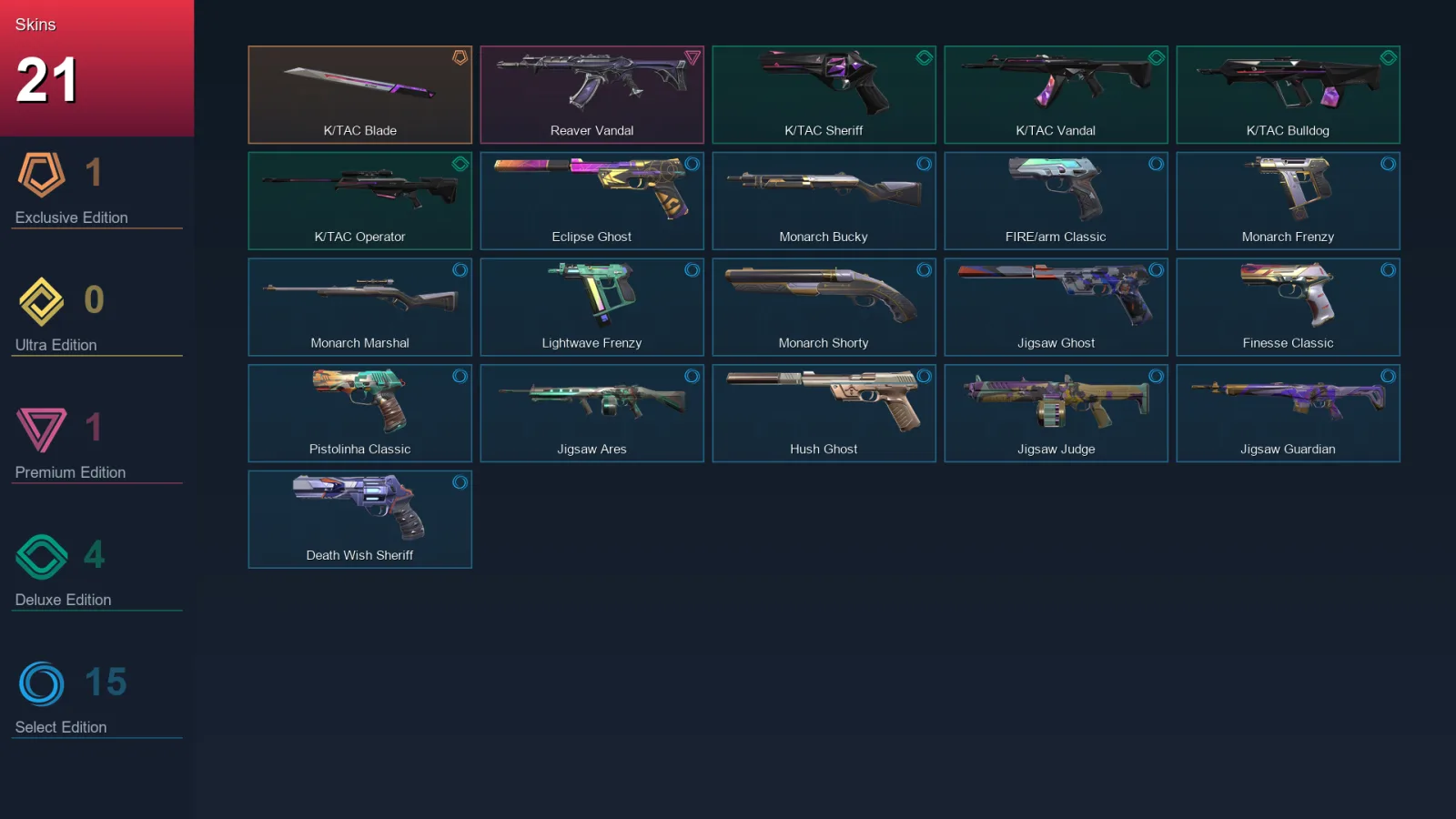 AP | Lv146 | Unranked | 21 Skin | 19 Agent | 55 Buddy