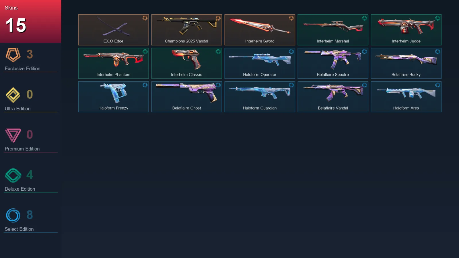 EU | Lv29 | Unranked | 15 Skin | 11 Agent | 13 Buddy — Belaflaire Spectre