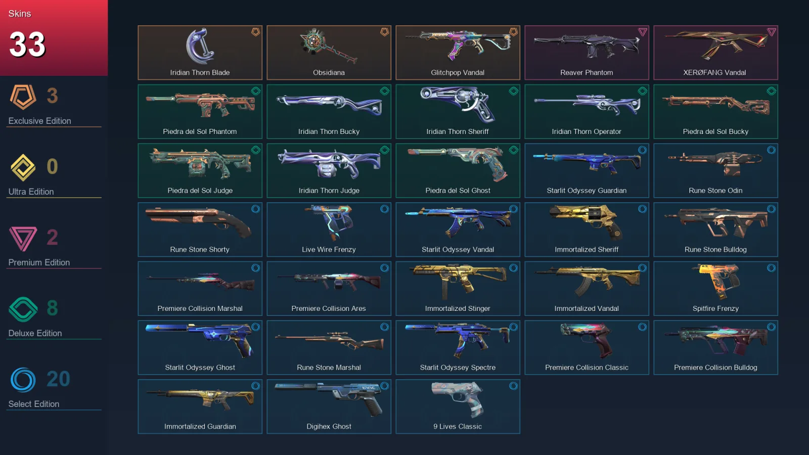 EU | Lv142 | Unranked | 33 Skin | 26 Agent | 67 Buddy
