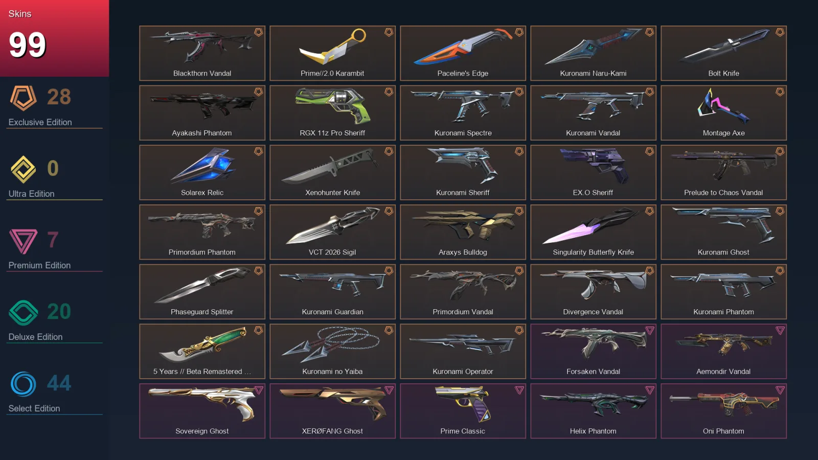 EU | Lv80 | Unranked | 99 Skin | 23 Agent | 62 Buddy