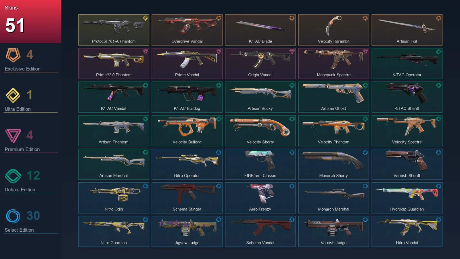 AP | Overdrive Vandal | K/TAC Blade | Velocity Karambit | Artisan Foil | 51 Skin | 21 Agent | 57 Buddy | Lv114