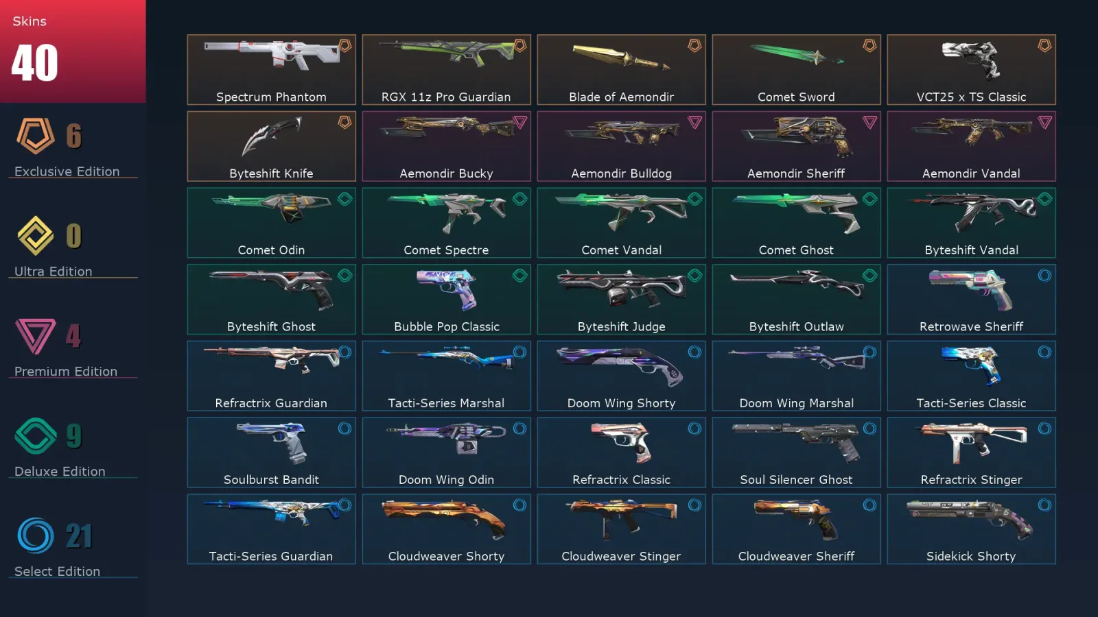 [Valorant] | EU | Level 1 | Immortal 1 | 29 Agents | 40 Skins — Valorant account