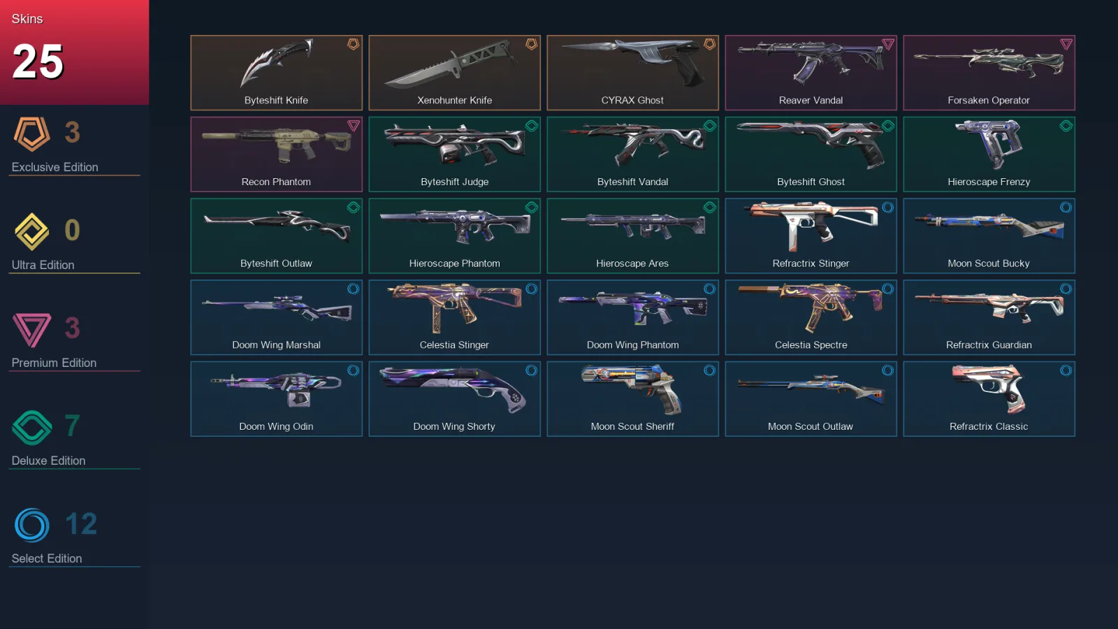 EU | Lv53 | Unranked | 25 Skin | 11 Agent | 39 Buddy — Unranked / Smurf Valorant