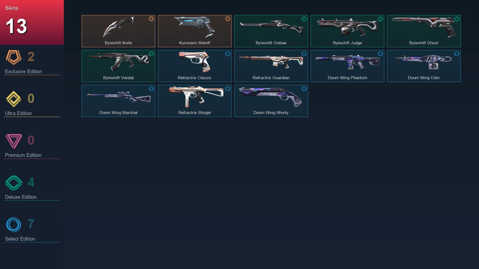 EU | Lv35 | Unranked | 13 Skin | 13 Agent | 15 Buddy