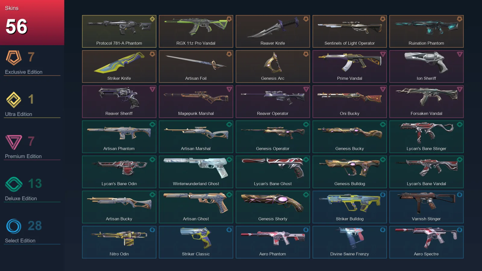 AP | Lv126 | Unranked | 56 Skin | 20 Agent | 60 Buddy