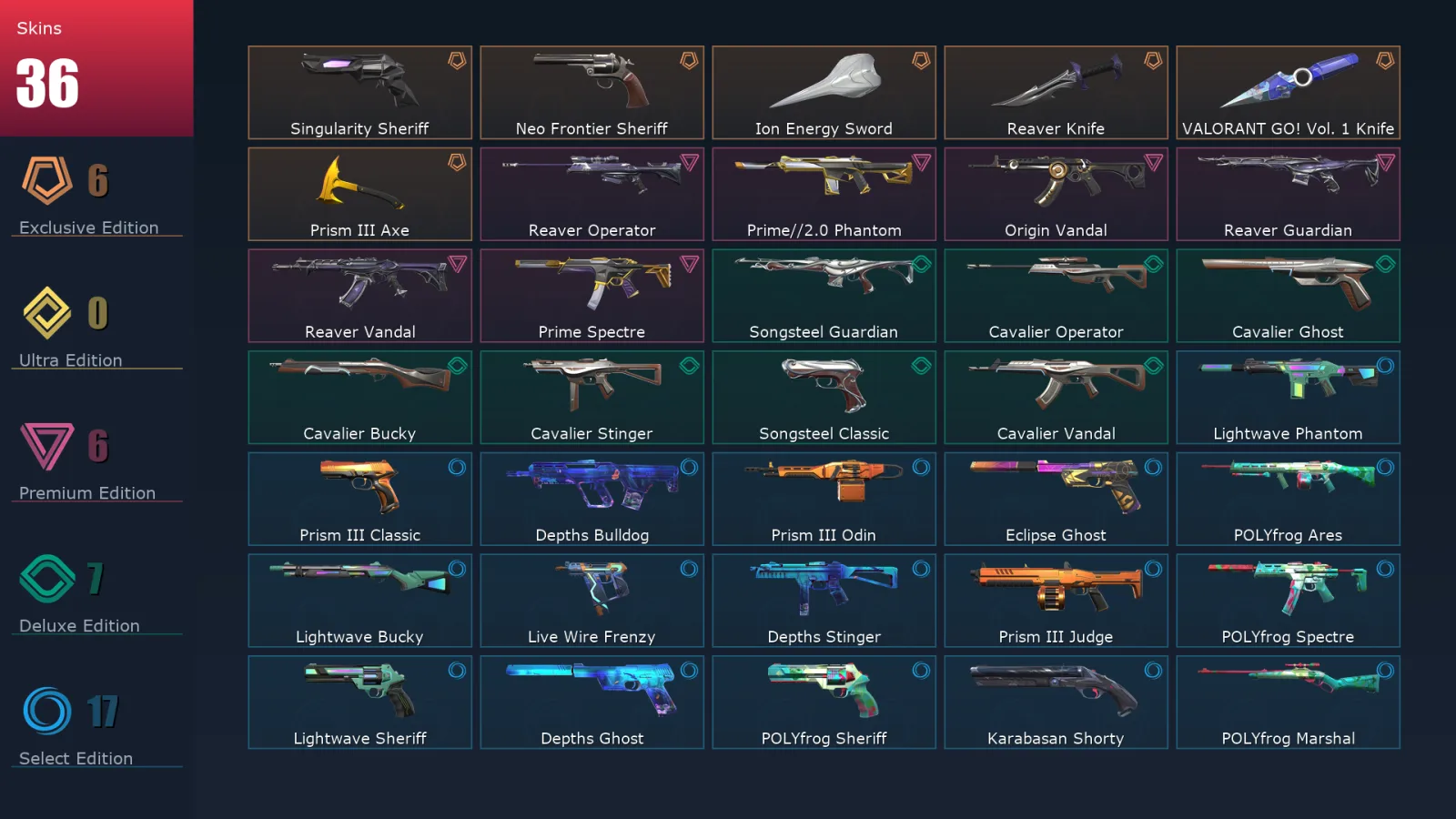 [Valorant] | EU | Level 104 | 25 Agents | 36 Skins