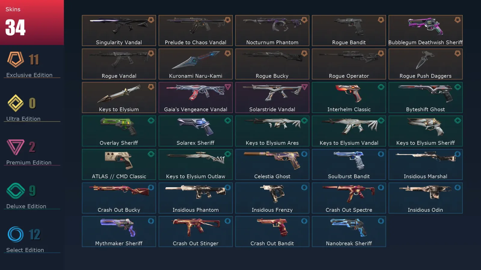 [Valorant] | EU | Level 184 | Ascendant 2 | 28 Agents | 34 Skins — Valorant account