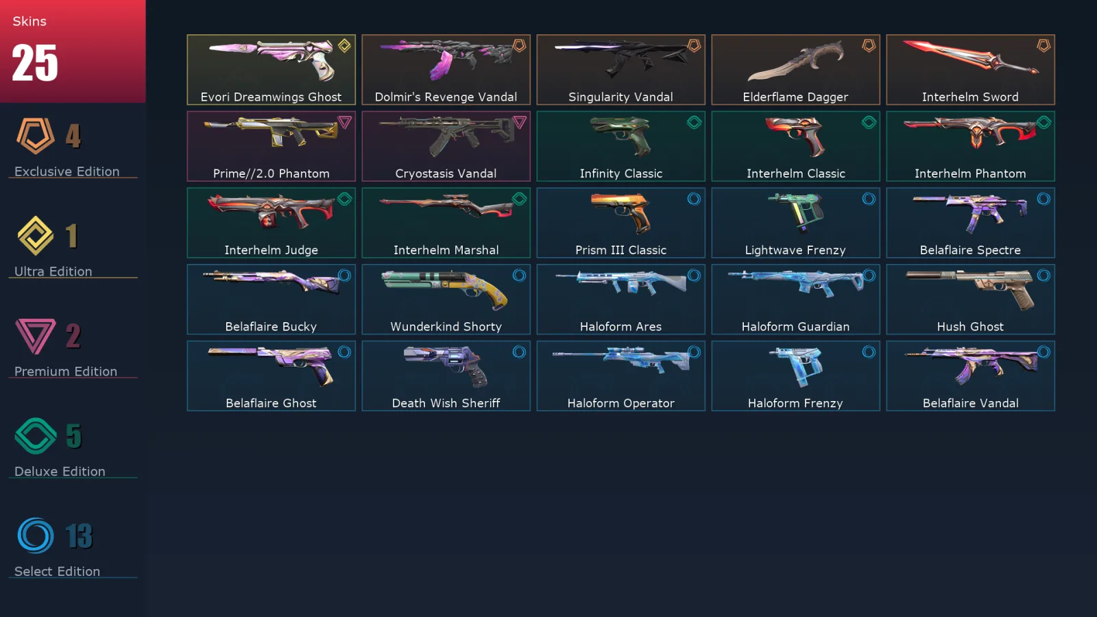 [Valorant] | EU | Level 174 | 25 Agents | 25 Skins