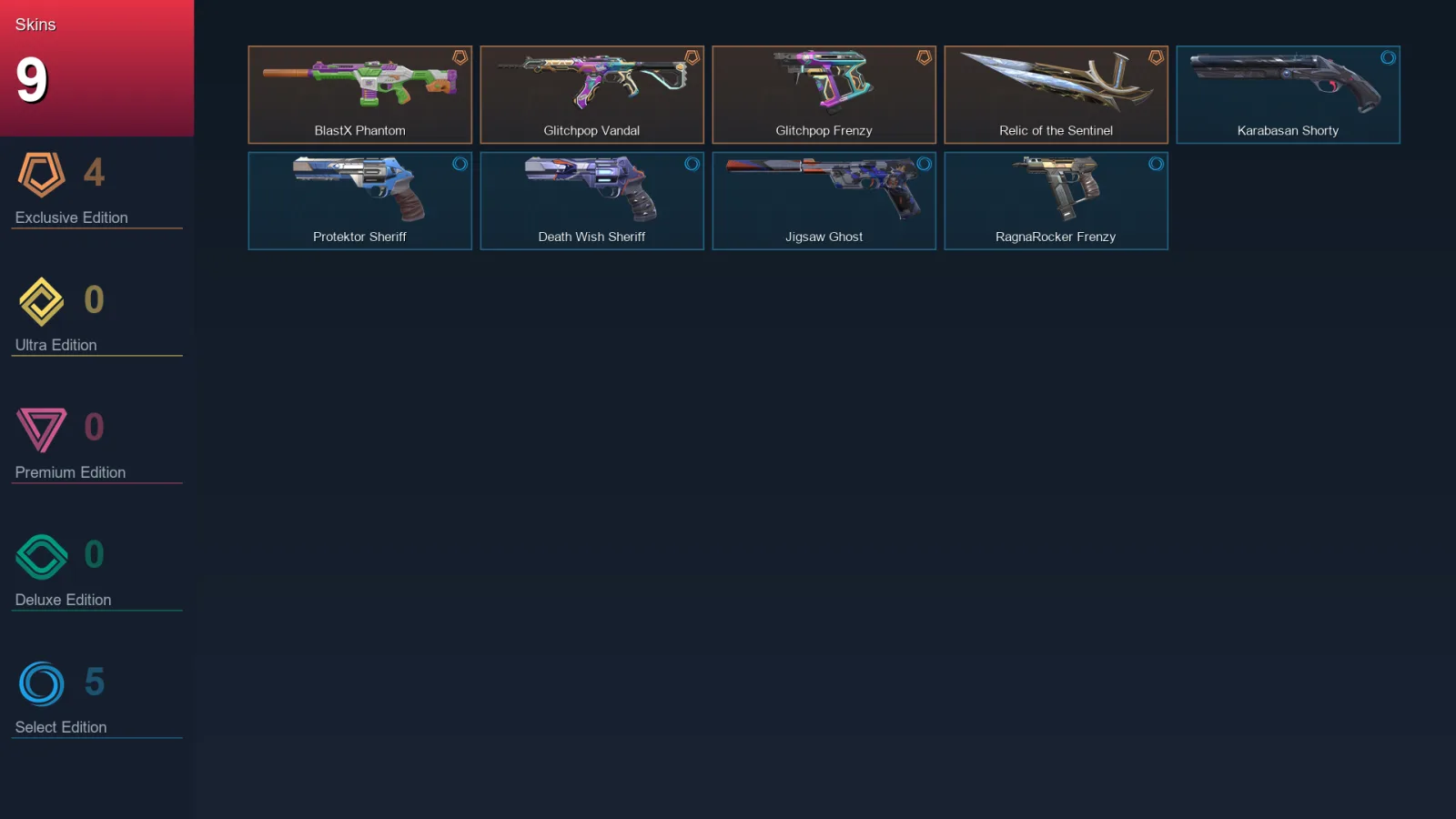 NA | Lv96 | Unranked | 9 Skin | 17 Agent | 38 Buddy