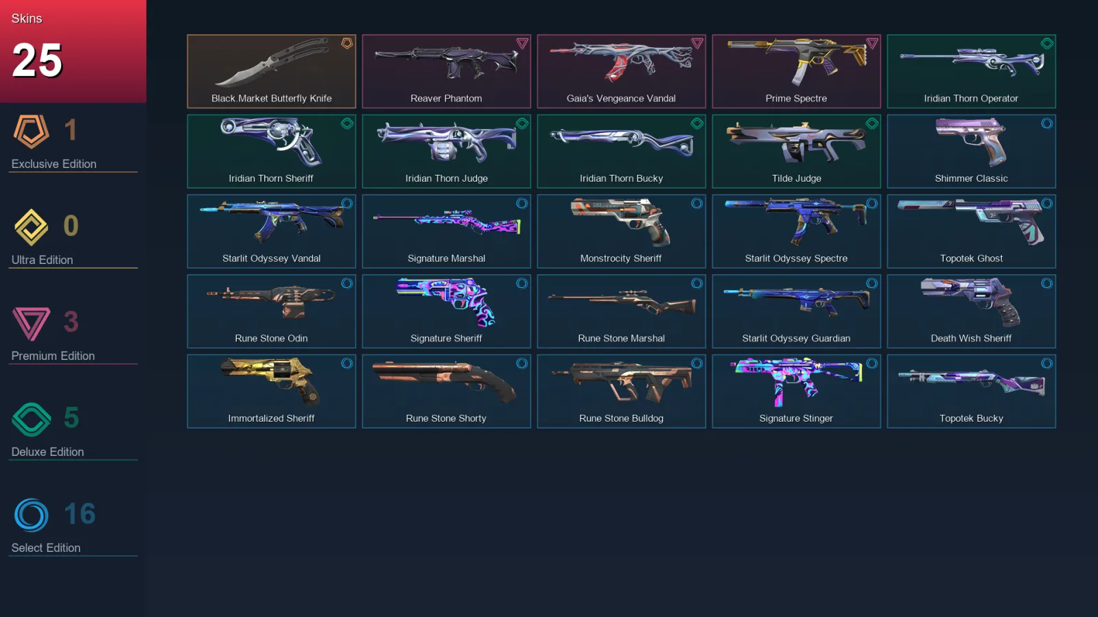 EU | Lv124 | Unranked | 25 Skin | 28 Agent | 52 Buddy