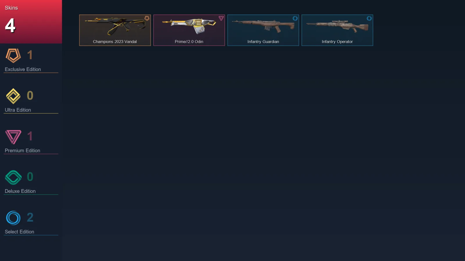 AP | Lv80 | Unranked | 4 Skin | 26 Agent | 31 Buddy