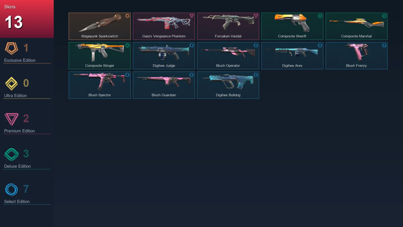 NA | Lv47 | Unranked | 13 Skin | 16 Agent | 21 Buddy