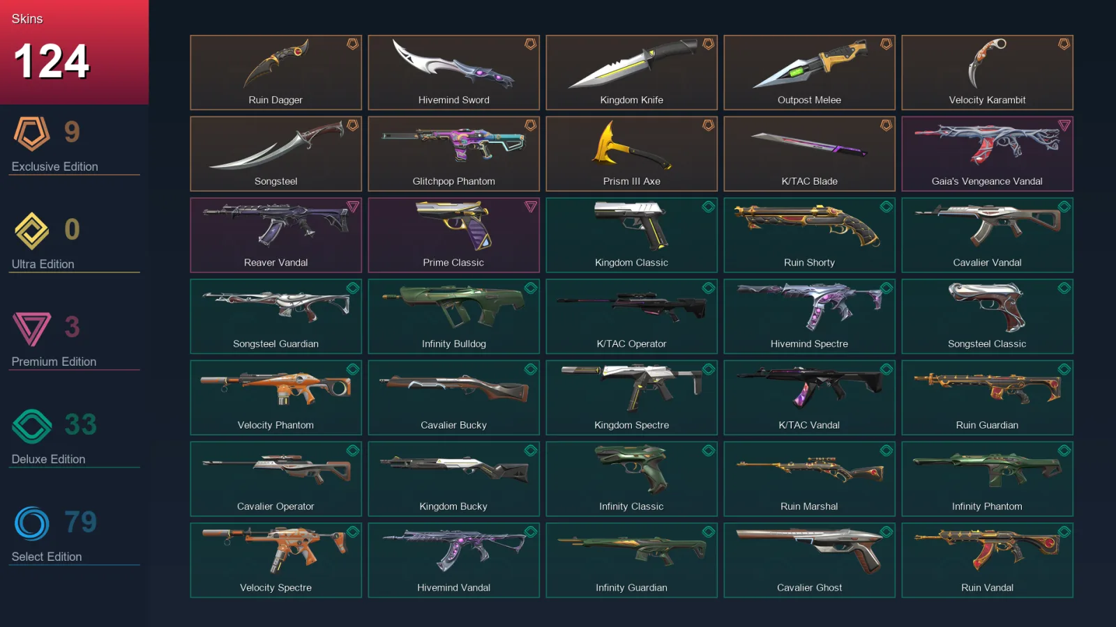 AP | Lv194 | Unranked | 124 Skin | 21 Agent | 116 Buddy