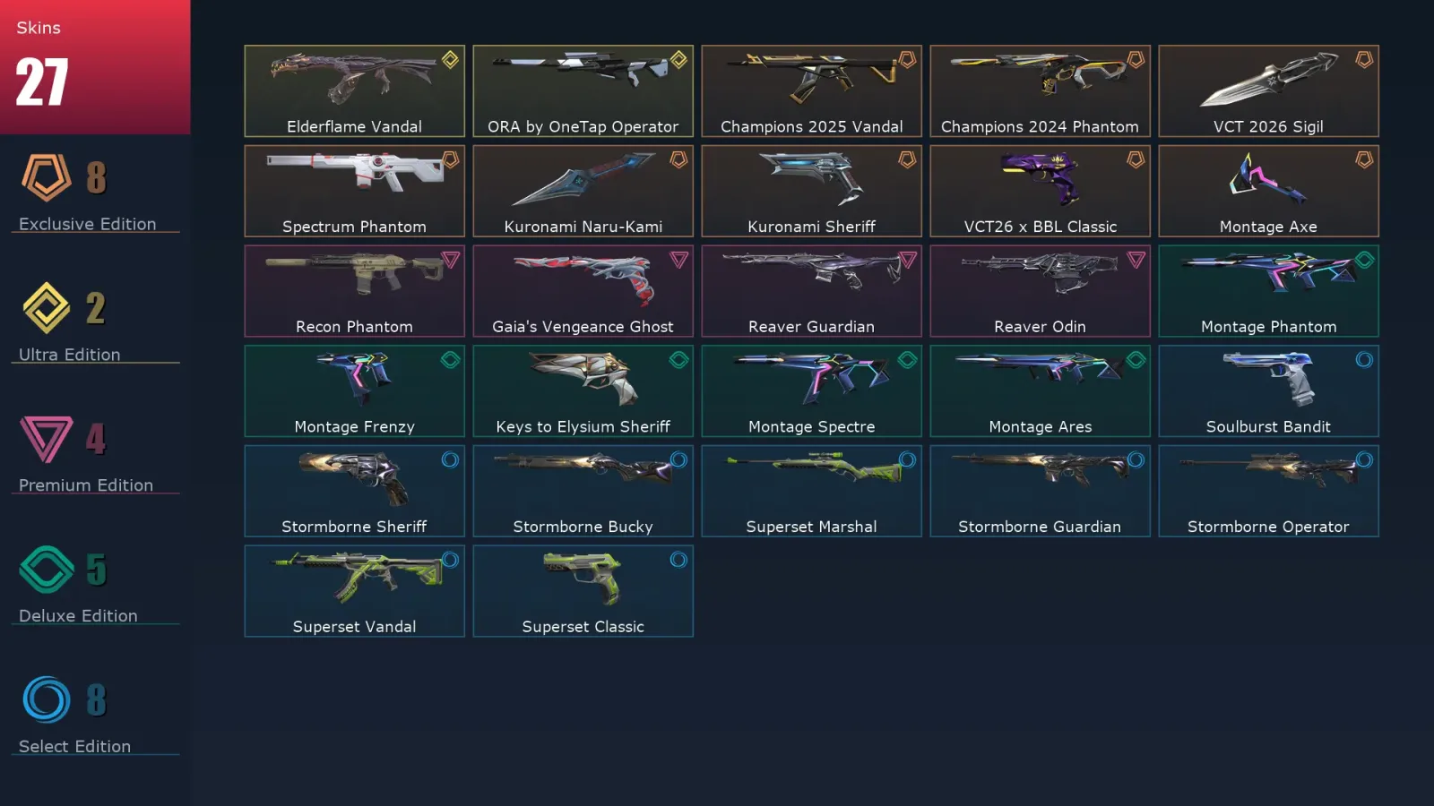 [Valorant] | EU | Level 107 | Platinum 3 | 25 Agents | 27 Skins &mdash; Valorant account with Killjoy