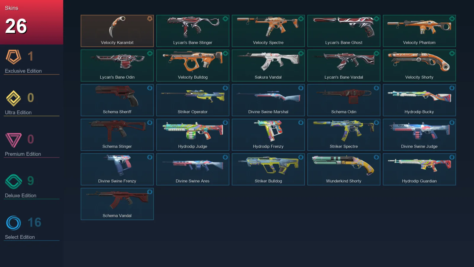 EU | Lv64 | Unranked | 26 Skin | 19 Agent | 34 Buddy