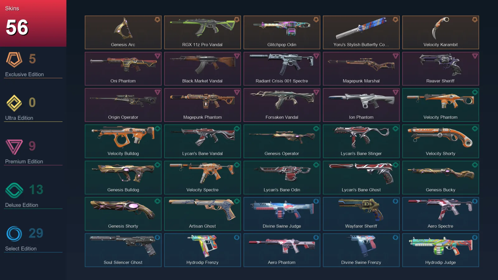 AP | Lv181 | Unranked | 56 Skin | 28 Agent | 95 Buddy