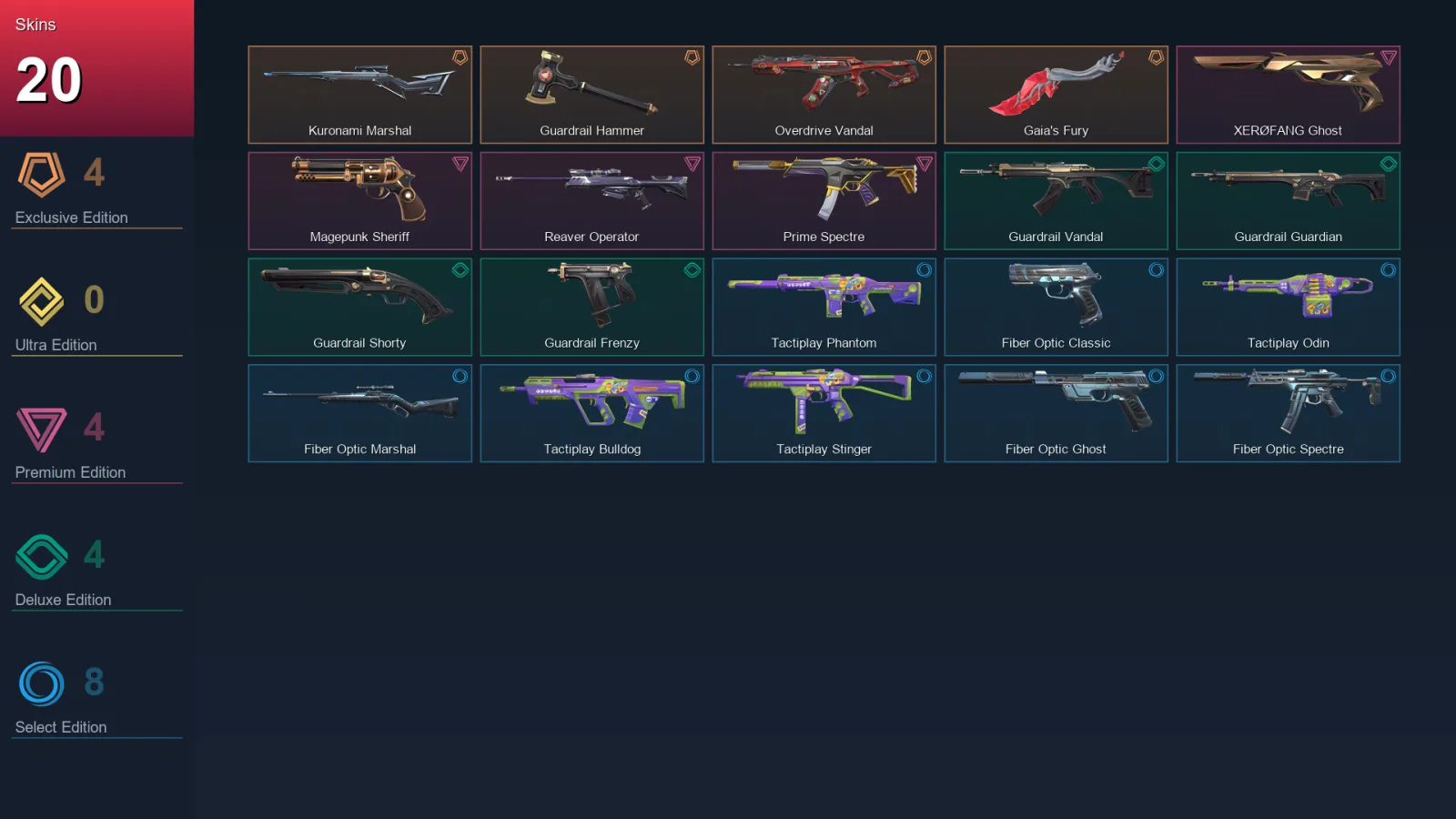 AP | Lv52 | Unranked | 20 Skin | 14 Agent | 21 Buddy
