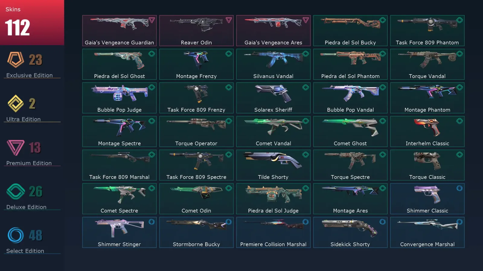 [Valorant] | EU | Level 218 | 29 Agents | 112 Skins