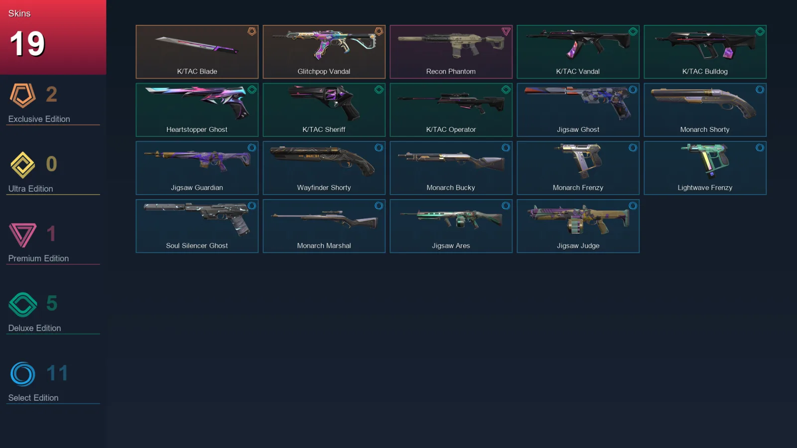 EU | K/TAC Blade | Glitchpop Vandal | Recon Phantom | K/TAC Vandal | 19 Skin | 29 Agent | 69 Buddy | Lv114
