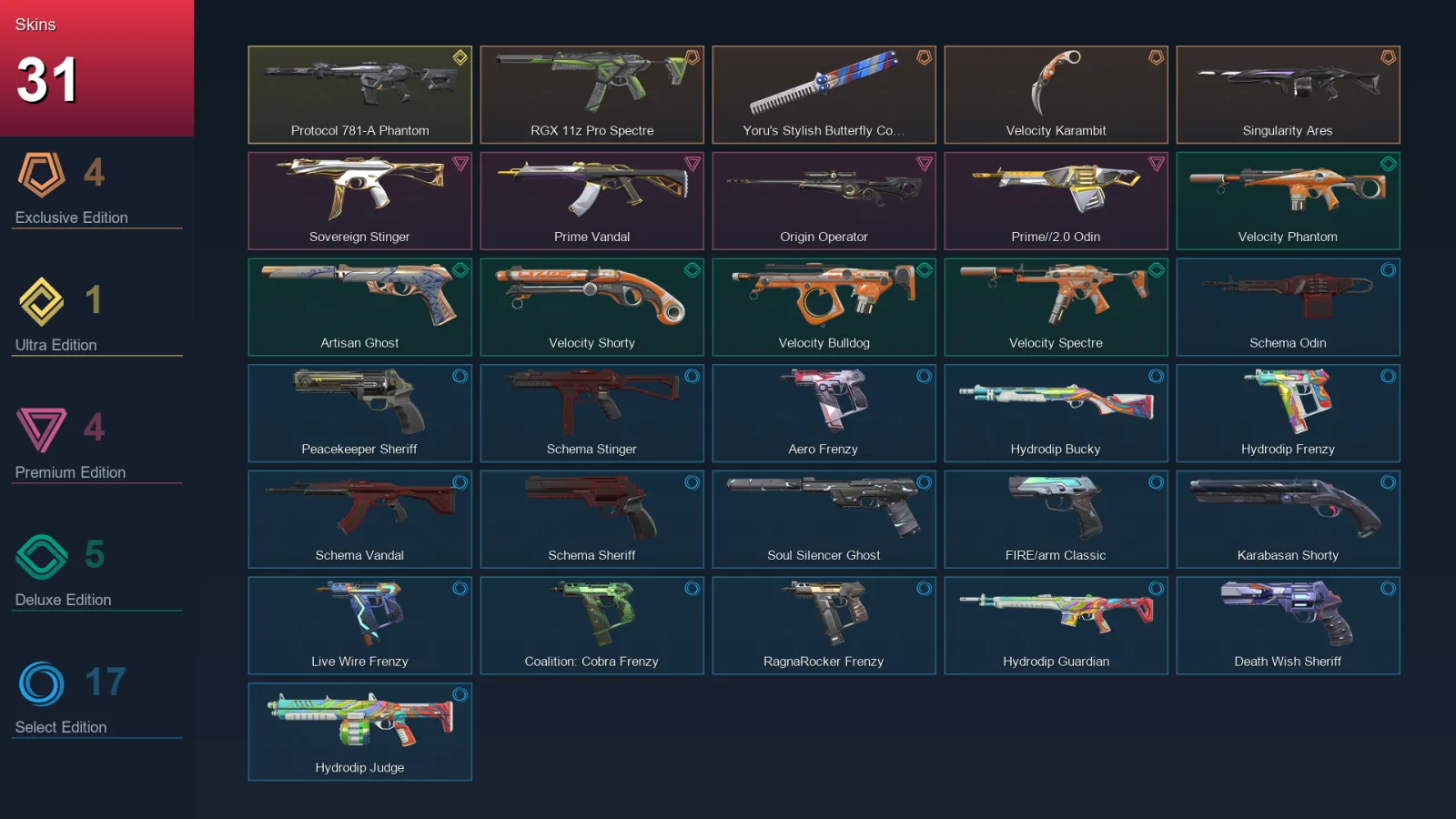 AP | Lv146 | Unranked | 31 Skin | 19 Agent | 49 Buddy