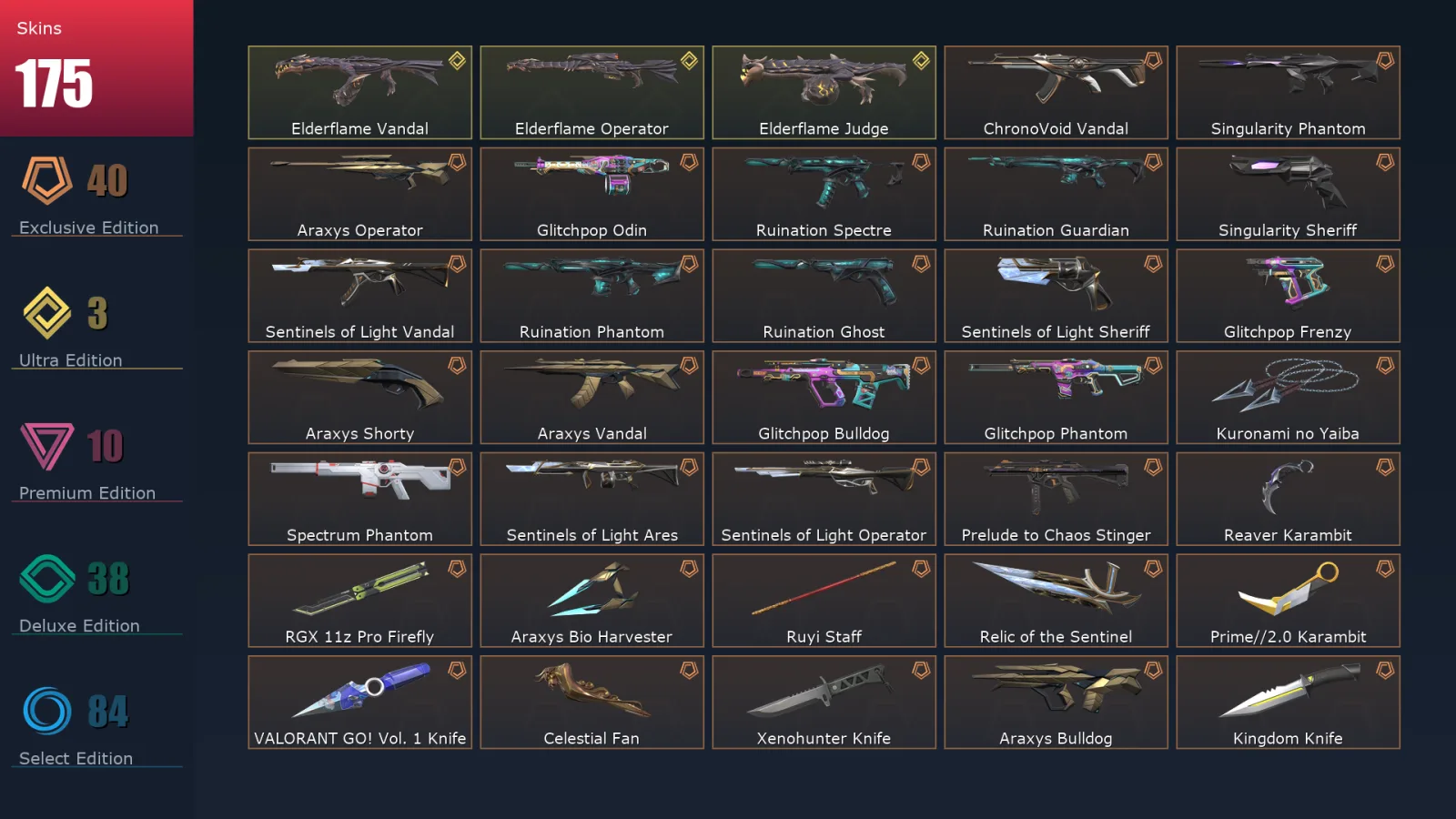 [Valorant] | EU | Level 287 | 27 Agents | 175 Skins