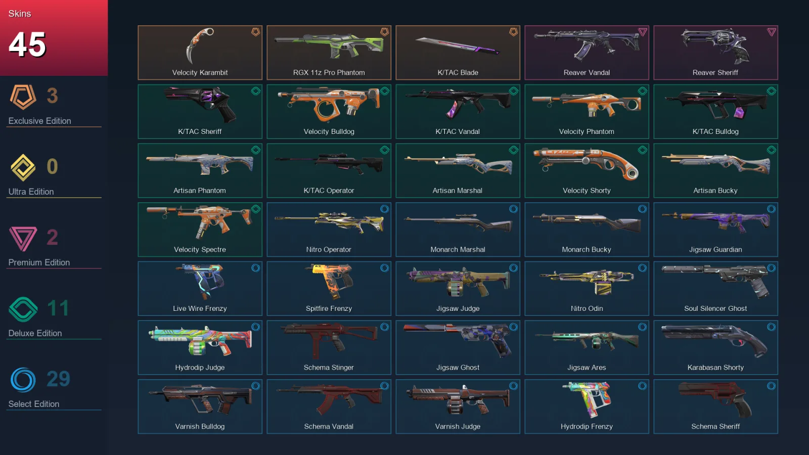 AP | Lv149 | Unranked | 45 Skin | 27 Agent | 78 Buddy