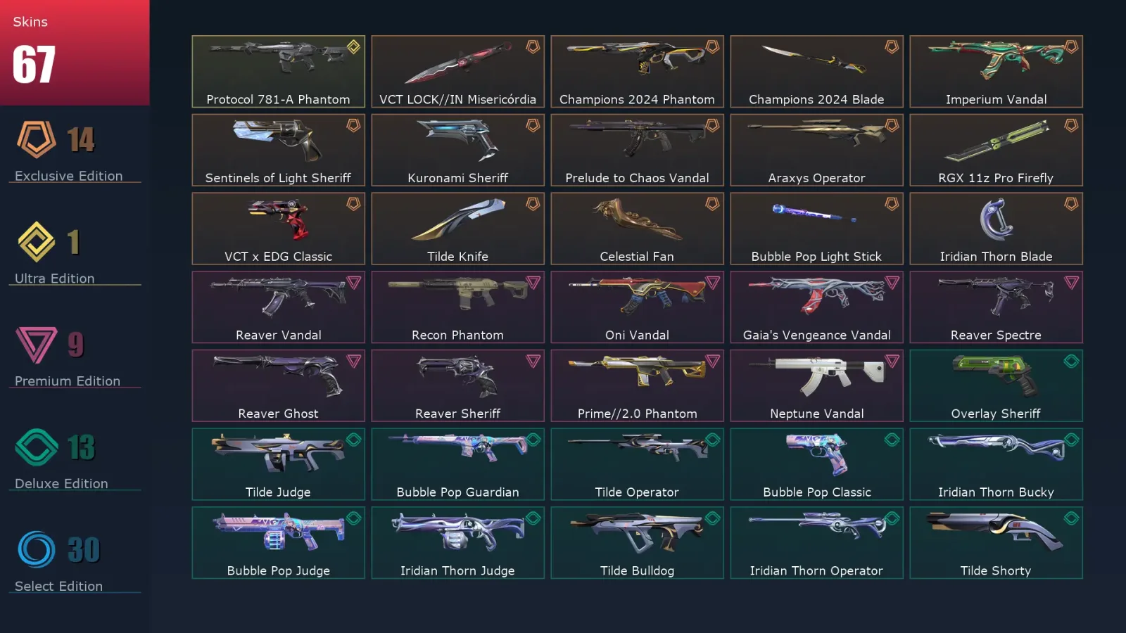 [Valorant] | EU | Level 201 | 28 Agents | 67 Skins — Valorant account