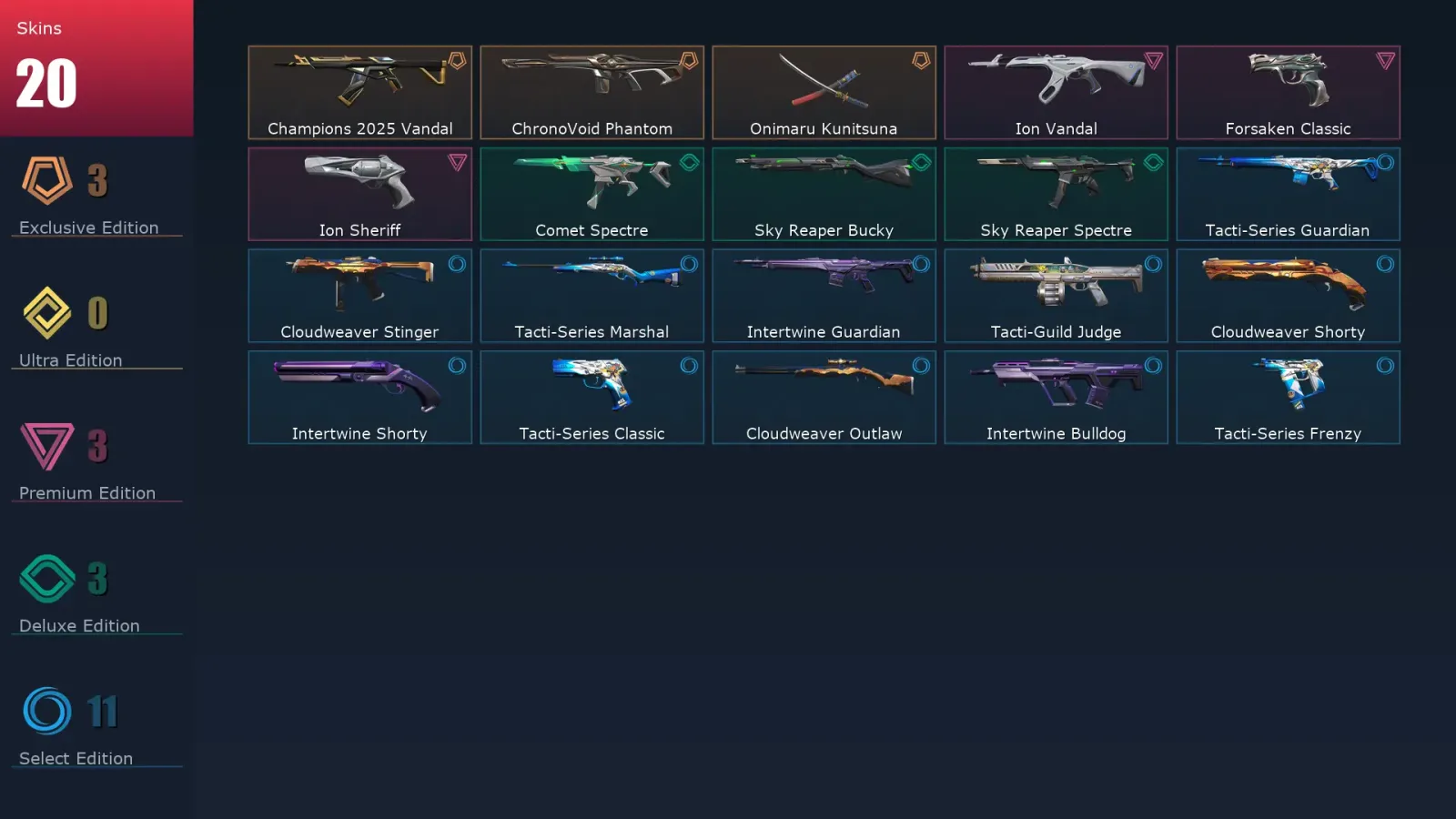 [Valorant] | EU | Level 59 | Silver 2 | 18 Agents | 20 Skins