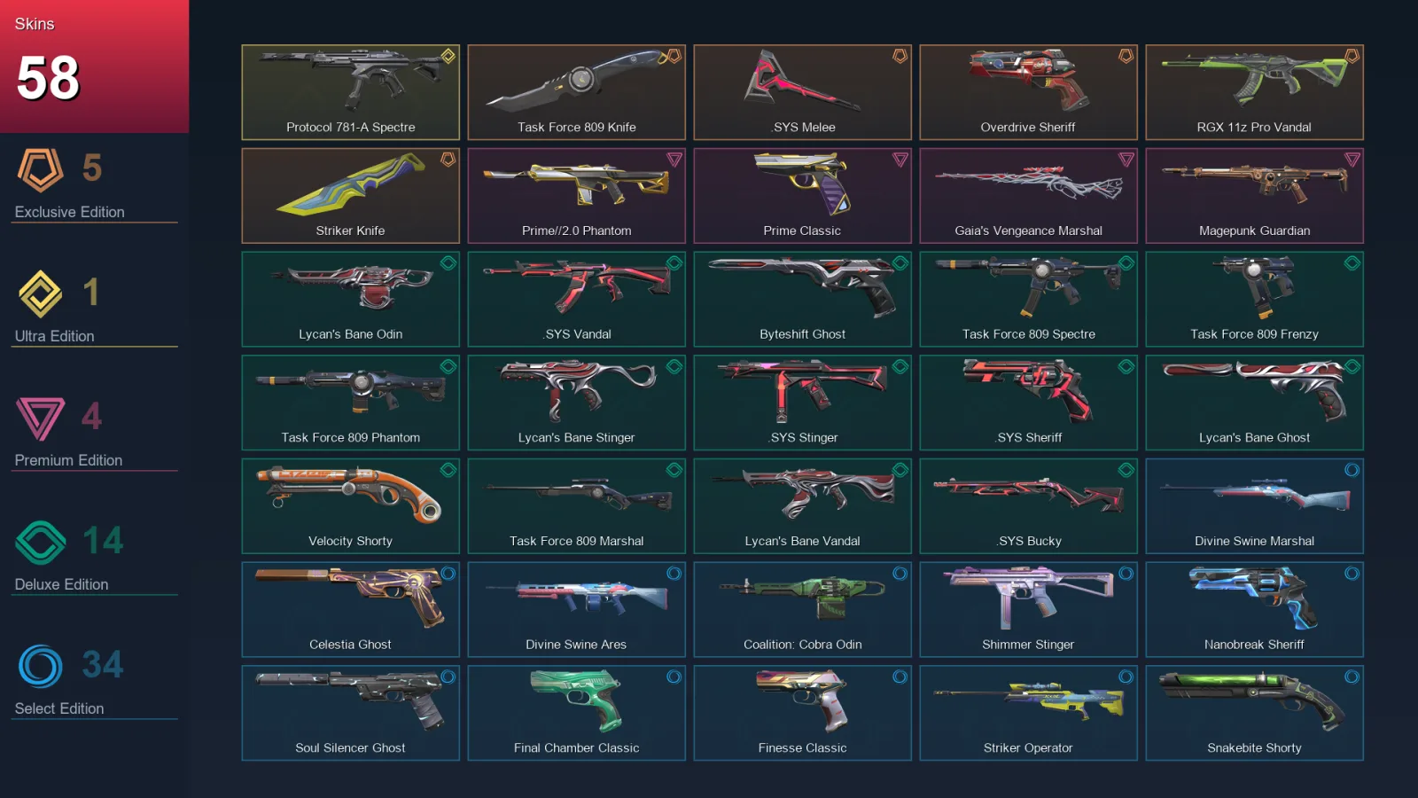 AP | Lv199 | Unranked | 58 Skin | 27 Agent | 100 Buddy — Valorant account