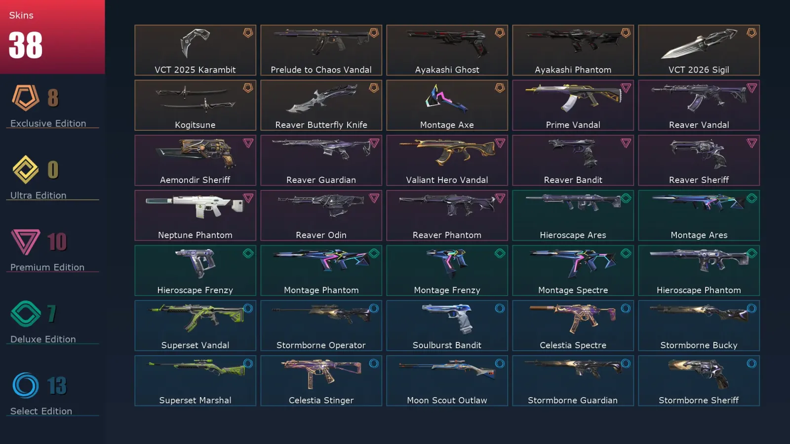 [Valorant] | EU | Level 54 | Ascendant 3 | 18 Agents | 38 Skins — Valorant account