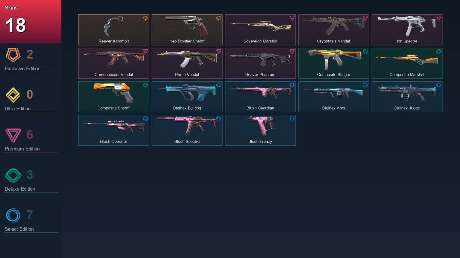 EU | Lv58 | Unranked | 18 Skin | 15 Agent | 37 Buddy