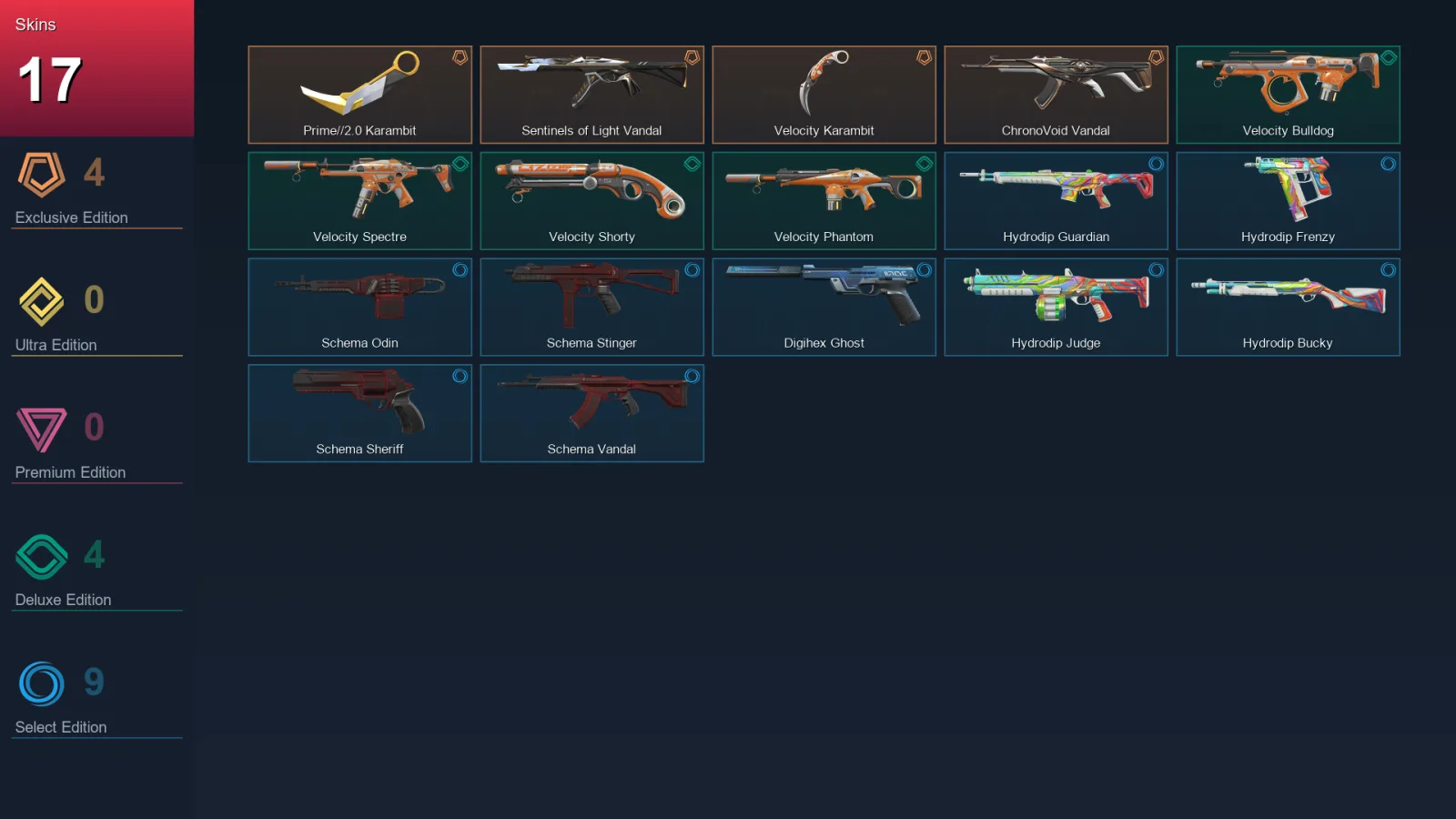 EU | Lv91 | Unranked | 17 Skin | 20 Agent | 44 Buddy