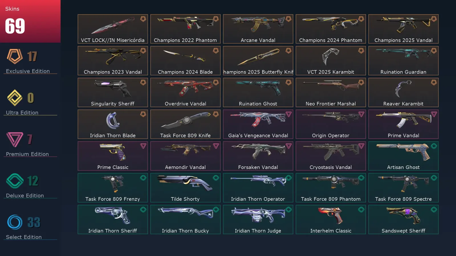 [Valorant] | EU | Level 293 | Platinum 1 | 28 Agents | 69 Skins — Valorant account